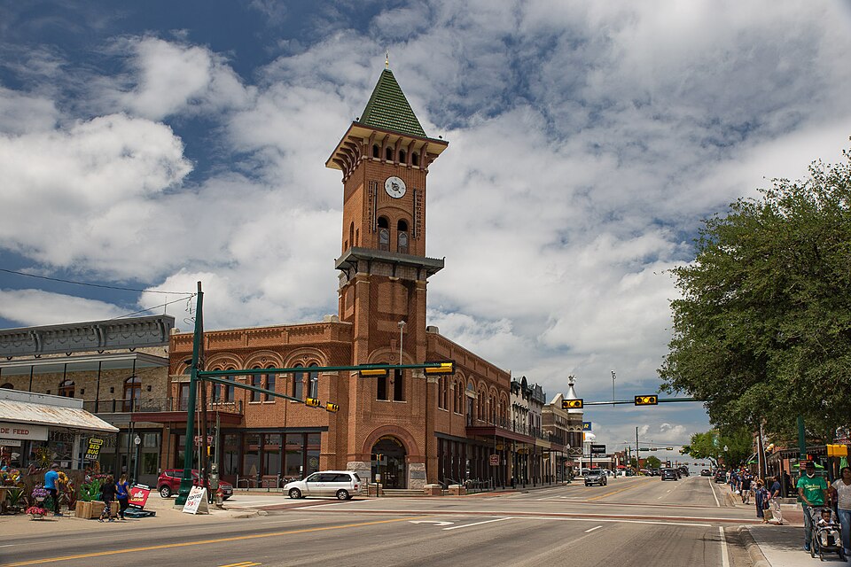 Downtown Grapevine, Texas, with its clock tower